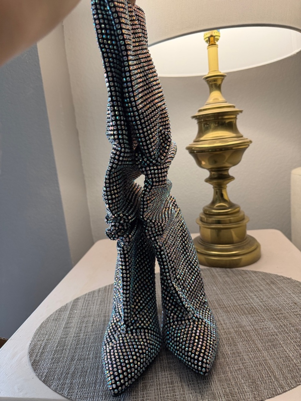 Steve Madden Crushing Iridescent Rhinestone Stiletto Boots - Picture 5 of 6